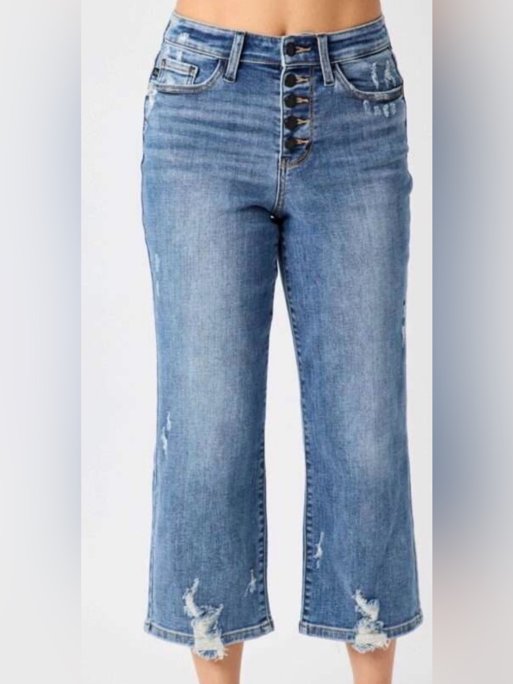 Judy Blue Button Fly Wide Leg Crop Sz 7/28 EUC